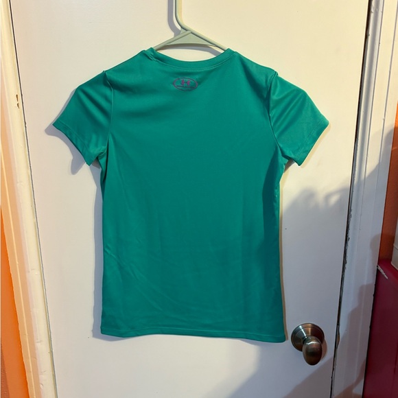 Under Armour Kids' Teal and Pink Logo T-Shirt - Picture 2 of 3